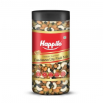 Happilo Classic Panchmewa Kuivatatud Puuviljade Segu 450g Purk, Kuivatatud Datlid, Kuldrosinad, Mustad Rosinad, Poolitatud India P&auml;hklid, California Mandlid