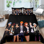 3D Bleach Kurosaki Ichigo Voodipesu Komplekt Anime Tekikatted Padjap&uuml;&uuml;rid Poiste Tekk Voodipesu Komplektid Kohandatud Voodipesu Voodiriided 135X200cm-2pcs black