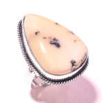 Dendritic Opal Gemstone Handmade Ethnic Christmas Gift Jewelry Ring 7.5 y8c21