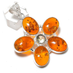 Looduslik Balti mere merevaik, tsitriin 925 sterlingh&otilde;be ehtepael 2,29 N7L50