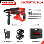 ONEVAN 2000W Harjadeta Elektripuur Multifunktsionaalne P&ouml;&ouml;rlev Juhtmeta Laetav T&ouml;&ouml;riist Makita 18V Aku jaoks 2Battery1Charger