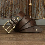 3,8 cm meeste k&otilde;rge kvaliteediga ehtsast nahast rihm Luksuslik disain messingist tihvtidega rihmad Pure Cowskin vintage rihmaga meeste teksad meestele 115CM pruun