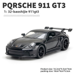 1:32 t&auml;isskaala Porsche 911 GT3 k&otilde;rgsimulatsiooniga valatud metallisulamist mudelauto heli ja valgusega tagasit&otilde;mmatav kollektsioon laste m&auml;nguasi poistele kingitus must