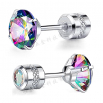 Euroopa ja Ameerika Rhinestone'i kangik&otilde;rvar&otilde;ngad: Kahepealised titaanist terasest k&otilde;rvatropid 0.8*6*2mm, 1 pair