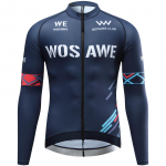 WOSAWE Men's Road Cycling Slim Stretch Moisture Wicking Breathable Multi-Pocket Night Running Sports Cycling Long Sleeve Jerseys S