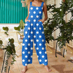 Naiste vabaaja kombinesoon varrukateta t&auml;pilise mustriga puuvillane kombinesoon XXXXXL punane