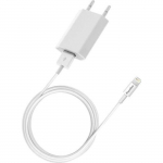 USB-kaabel + seinakontaktlaadija - Phonillico&reg; - iPhone 11/11 PRO/11 PRO MAX - 1 meeter - Valge - 1A