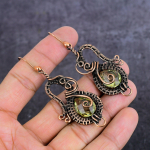 Peridot Handmade Copper Wire Wrap Jewelry Earring 2.84 s0i67