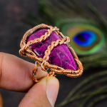 Pink Dendritic Handmade Copper Wire Wrap Jewelry Ring Size 8.5 d9d80