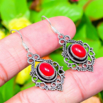 Italian Red Coral Handmade 925 Sterling Silver Gift Earring 1.69 n3u10