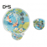 Multifilmi mustriga helkur kokkupandav lehvik kaasaskantav kerge kokkupandav lehvik kala oranž panda mustriga k&auml;si-lehvik A