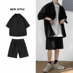 M-5XL Oversized Korea Style Boys Meeste S&auml;rgid + L&uuml;hikesed p&uuml;ksid TWO Pic Solid Thin Streetwear Teismelise tasku p&otilde;lvini suver&otilde;ivaste &uuml;likonnad meestele 2XL