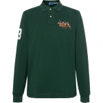 Polo Ralph Lauren S&uuml;gis/Talv 21 Slim Fit Kolme Hobuse Logoga Pikkade Varrukatega Polo S&auml;rk Meeste pealsed Roheline MNPOKNI16821651-300 S