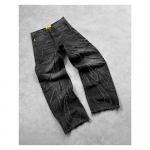 Y2k Hip Hop Baggy Teksad Distressed Retro Mustad P&uuml;ksid Tikand Harajuku Gooti laia s&auml;&auml;rega p&uuml;ksid T&auml;navar&otilde;ivad P&uuml;ksid S