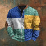 Meeste Retro Casual gradienttr&uuml;kiga kampsun XXXL must