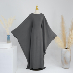 LYRIA Ramadan Eid pehme krepp-khimar nahkhiire varrukatega abaya Dubai islami moslemi tagasihoidlikud aafrika kleidid naistele kaftan kebaya hommikumantel femme musulmane Size two tumehall v&auml;rv