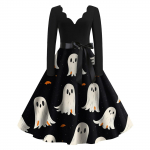 Naiste vabaaja mood Halloweeni tr&uuml;kitud V-kaelusega vintage kleit XL valge