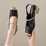 Uued Hiina stiilis rahvuslikus stiilis Baotou sandaalid naiste keskmise kontsaga Mary Jane kingad suvine temperamendiga paksu kontsaga k&otilde;rge kontsaga &uuml;ksikud kingad 35 must