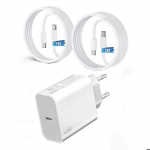 Chargeur Rapide USB-C 45W + C&acirc;ble USB-C 1M+1.8M pour Samsung Galaxy A16 A17 A36 A56 A07 - Blanc