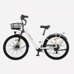 Cysum X-city Naiste mugav t&ouml;&ouml;le s&otilde;itmiseks E-jalgratas koos lisakohaga esiraamil 48V10.4Ah aku 250W Elektrijalgratas 26-tollised rehvid V&auml;lis&otilde;hu elektrijalgratas valge