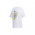 Adidas Neo W Dsny Dd Tee3 Disney Donald Duck Graafiline &Uuml;mmargune Kaelus L&otilde;tv Spordiline L&uuml;hikeste Varrukatega T-s&auml;rk Naiste Topid Valge GJ5654 XL