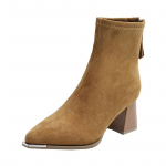 Mood Aphixta Suede &Uuml;lemine &Auml;&auml;ris Naiste Pahkluusaapad 10cm K&otilde;rge Kontsaga Platvorm Naiste Kingad Paks Konts Paelkinnitusega Mood Naiste Kingad 34 kollane
