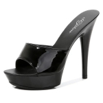 Moodsad Lakknahast Mules Naiste Sussid Sandaalid Seksikad Peokingad Luksuslikud Mugavad Suvemood 13cm 43 black