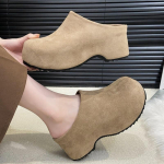 Moodsad K&otilde;rge Kontsaga Platvormiga Naiste Sussid Disaineri Suede Moodussussid 2025 Vabaaja Klounid Kingad K&otilde;ndimiseks Pumbad Zapatillas De Mujer 35 khaki