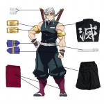 Anime Kimetsu No Yaiba Cosplay Kost&uuml;&uuml;m Uzui Tengen Cosplay Kost&uuml;&uuml;m Must Meeste Kimono Halloweeni Kost&uuml;&uuml;m XL