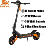 Kokkupandav elektriline t&otilde;ukeratas KuKirin G3 - 1200W mootor - 52V 18Ah aku - 10.5 rattad - 936WH Autonoomia 70KM - Must must