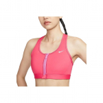 Nike Swoosh &Uuml;hev&auml;rviline Keskmine Tugi Hingav Kiirkuiv Polsterdatud Eesmine T&otilde;mblukk Lihtne Selga Panna Spordirinnahoidja Naiste Spordirinnahoidja Lilla Helelilla Valge FN2732629 L