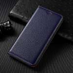 Luksuslik ehtsast nahast &uuml;mbris Samsung Galaxy S25 S24 S23 S22 S21 S20 Ultra FE S10 S10e S9 S8 Plus jaoks Klapp-pesaga rahakott-kate coque For Galaxy S21 Ultra sinine