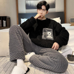 Meeste pidžaama korallifliisist s&uuml;gis- ja talvine pluss sametist paksendatud meeste poiste talvesoe flanellist koduteenindus&uuml;likond XS