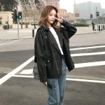 Naiste kunstnahast jakk PU lahtised mootorrattajakid, naissoost naiste vabaajar&otilde;ivad, &uuml;lisuured mantlid, Korea &scaron;ikid, uued lukuga jakid XL must