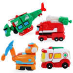 4 tk/komplekt ABS Min Gogo Dino Deformatsioonirobot Dinosaurusm&auml;nguasjaks Tegevuskujud Muunduv Auto Lennuk Mootorpaat Kraana m&auml;nguasjad