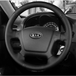 hand stitched non-slip black Leather car Steering Wheel Cover For KIA Cerato Spectra Spectra 5 2005-2012 Auto Parts Black line style