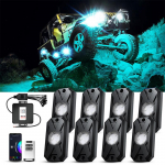 Alusvalgustus Rock Lights 8 /12 Podi RGB LED Mitmev&auml;rviline App Kaugjuhtimispult Muusikarežiim Sobib h&auml;sti Pikapi, ATV, RZR, UTV &Scaron;assii Valgustuseks EL-XDP-8