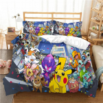 3D Pikachu Tekikate Pok&eacute;mon Voodipesu Kollektsioon Laste Voodipesu Kollektsioon 23-osaline Tekikatted Katted Lastele Prinditud 135x200cm-2pcs