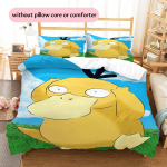 Pok&eacute;mon Psyduck Muster Voodipesu Kodu Dekoreerimine S&uuml;nnip&auml;evakingitus (1 * tekikott + 2 * padjap&uuml;&uuml;ri, ilma s&uuml;damikuta) 135x200cm