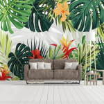 3D K&auml;sitsi Maalitud Seinamaal Troopilised Taimed Lehed Fresko Elutuba TV Diivan Magamistuba Kodu Dekoor Seinapaber 200 cm(W) x 140 cm(H)