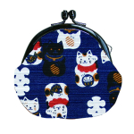 Wafubiyori L&otilde;bus Jaapani Muster &Uuml;mmargune M&uuml;ndi Suurus Tumesinine 112681 Maneki-neko Rahakott, 2.5, Sinine,