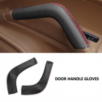 Porsche Cayenne 2011 2012 2013 2014 2015 2016 k&auml;sitsi &otilde;mmeldud auto ukse / keskmise k&auml;etoe k&auml;epide mikrofiiber nahast katte viimistlus Door Handle red line
