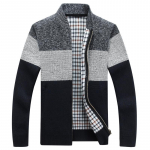 Kevadtalvine meeste kardigan &uuml;herealine mood kudum Plus Size kampsun &otilde;mblusega Colorblock Stand krae mantlid jakid M