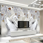 3D-fototapeet, stereokristall, teemant, Luikede j&auml;rv, romantiline, kaunid ehted, Euroopa stiilis seinapilt, 3D-tapeedikaunistused 200 cm(W) x 140 cm(H)