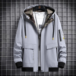 Meeste s&uuml;gisene suur moodne paks kapuutsiga vabaaja jope 8XL hall