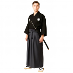 Kimono Cosplay Samurai Hakama Ajastu Draama Jaapani Stiilne Kost&uuml;&uuml;m Halloween Jaapani R&otilde;ivad [Uccellino] Meeste must