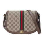 Gucci GG Supreme l&otilde;uendist sadulakott, pruunist nahast &auml;&auml;rised, Web-triip, naiste crossbody &otilde;lakott igap&auml;evaseks t&ouml;&ouml;ks ja reisimiseks 601044-96IWB-8745 Basic Set (Bag+Dust Bag) gray