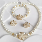 3 TK Komplekt P&auml;rliefektiga Roosi V&otilde;lu Imitatsioonp&auml;rl Kaelakee K&auml;ev&otilde;ru K&otilde;rvar&otilde;ngad Naelad Komplekt S&uuml;dame Ripatsiga Kaelakee Ehtekomplekt Kingitus