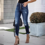 Naiste kitsad s&auml;&auml;rised Denim Jeans Look taskutega p&uuml;ksid Slim Fit Jeggings Fitness Plus Size s&auml;&auml;rised XL tumesinine v&auml;rv