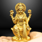 Jumalanna Lakshmi Laxmi Devi MATA Kuju - 4,5 tolli Polystone Materjal Murti - Messing, brown